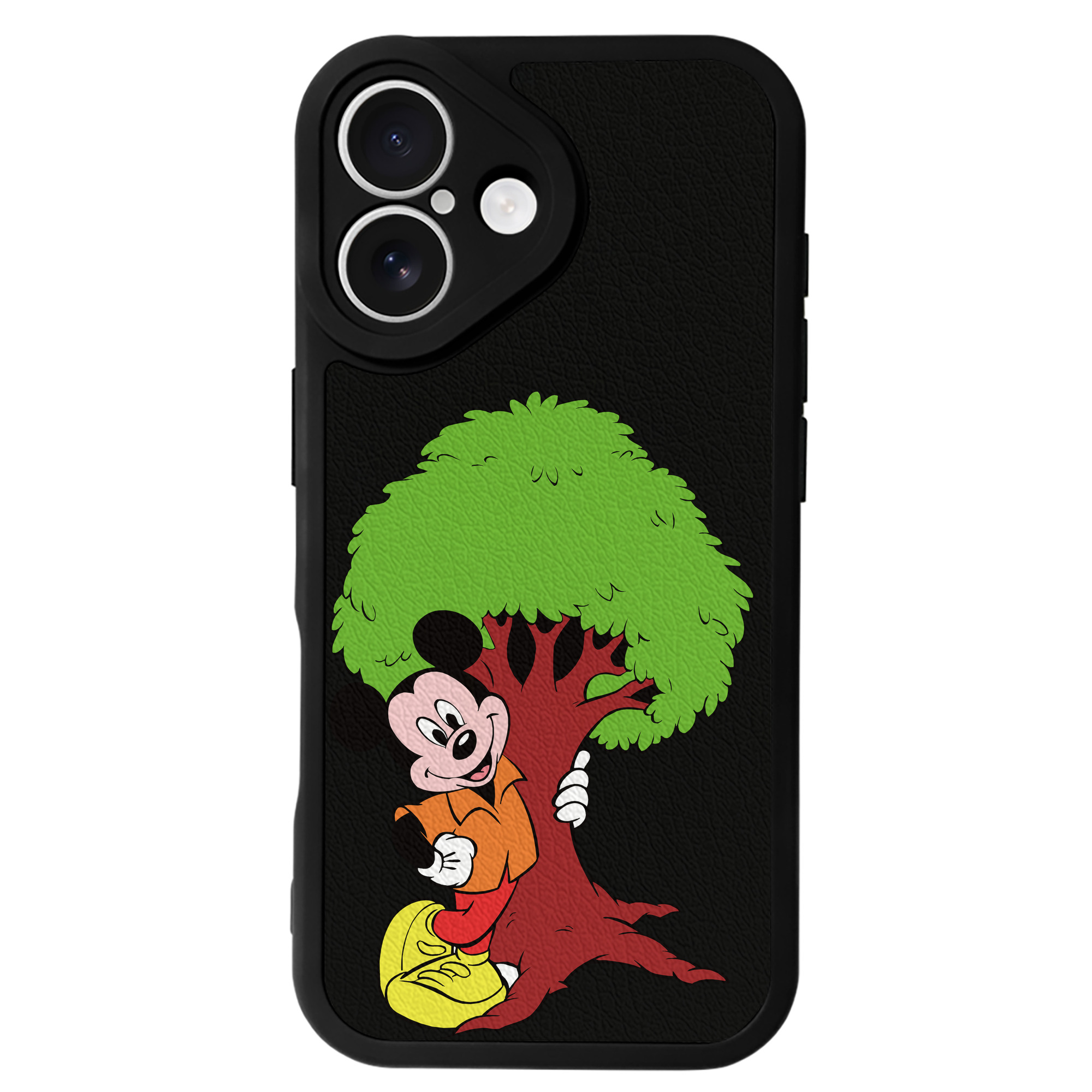 （画像用） ミッキーマウス Mickey Mouse 【iPhone 16シリーズ対応】シリコンスマホケース（レザー調） 材質：シリコン